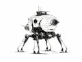 Robotic Innovation - black and white Illustration of a Futuristic Android