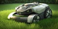 Robotic Lawnmower Cutting Fresh Green Grass. Perfect for Landscaping Projects.