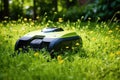robotic lawnmower grass in a garden