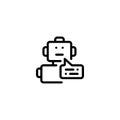 Robotic Learning AI Artificial Android Outline Icon, Logo, and illustration