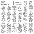 Robotic line icon set, automatic technology symbols collection or sketches. Artificial Intelligence linear style signs