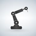 Robotic manipulator black silhouette symbol icon. Robot limb logo. vector illustration isolated on white background.
