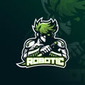 Robotic mascot logo design vector with modern illustration concept style for badge, emblem and t shirt printing. robotic ninja Royalty Free Stock Photo