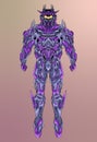 Robotic mecha soldier body armor vector illustration