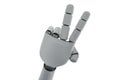 Robotic mechanical hand showing victory gesture