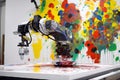 robotic painting and coating system with motion-capture sensors that create unique and colorful abstract paintings