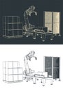 Robotic palletizing line drawings Royalty Free Stock Photo