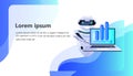 robotic person analyzing financial graph on laptop screen artificial intelligence technology concept