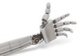 Robotic plastic hand on white background. 3D rendered illustration