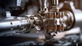 robotic pneumatic piston sucker unit on industrial machine, Generative AI