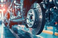 Robotic Precision in High-Performance Brake Installation on Modern Assembly Line Royalty Free Stock Photo