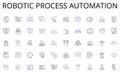Robotic process automation line icons collection. Development, Advancement, Improvement, Expansion, Succession, Increase
