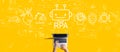 Robotic Process Automation theme with person working with laptop Royalty Free Stock Photo