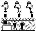 Robotic production conveyor line