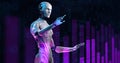 Robotic RPA big data analysis automation trading robot technology concept. 3d render Royalty Free Stock Photo