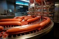 A robotic sausage - making conveyor Royalty Free Stock Photo