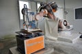 Robotic stone milling machine Royalty Free Stock Photo