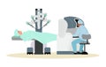 Robotic surgery and nanomedicine technology flat vector illustration isolated.