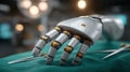 Robotic surgical hand over operating table advanced medical technology for precision surgery innovation in hospital Royalty Free Stock Photo