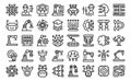 Robotic systems engineer icons set outline vector. Software coding