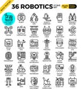 Robotic technology outline icons