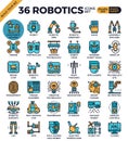 Robotic technology outline icons