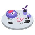 Robotic vacuum cleaner isometric color vector illustration Royalty Free Stock Photo