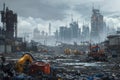 Robotic Waste Management in Futuristic Cityscape
