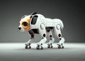 Robotic white color dog with artificial intelligence