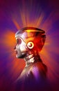 Robotic woman with helmet, 3d illustration