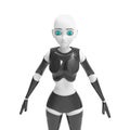 Robotic woman with real face