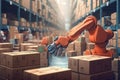 Robotic worker in a warehouse with Ai Generated