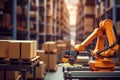 robotic working on the forklift operator in a warehouse with Ai Generated