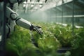 The robotic working the garden smart farming with Ai Generated