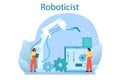 Roboticist concept set. Robotic engineering and constructing