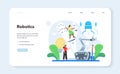 Roboticist web banner or landing page. Robotic engineering and constructing. Royalty Free Stock Photo