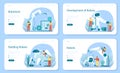 Roboticist web banner or landing page set. Robotic engineering