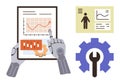 Robotics Analyzing Data and Adjusting Settings for Automated Process Optimization Royalty Free Stock Photo