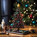 robotics arduino soldering kit modern christmas tree with lights , generated by AI
