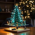 robotics arduino soldering kit modern christmas tree with lights , generated by AI
