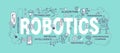 Robotics . Artificial Intelligence or AI concept . Word with outline icon art banner style . Editable stroke . Vector