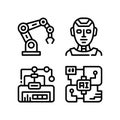 Robotics and Artificial Intelligence Line Icons Set Automation Technology Symbols Royalty Free Stock Photo