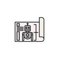 Robotics blueprint outline icon. Signs and symbols can be used for web, logo, mobile app, UI, UX on white background