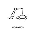 robotics car production icon. Element of technologies icon with name for mobile concept and web apps. Thin line robotics car produ Royalty Free Stock Photo