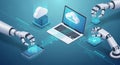 Robotics and Cloud Computing Integration Digital Data Workflow Network Royalty Free Stock Photo