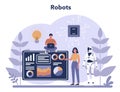 Robotics concept. Robot engineering and programming. Idea of artificial Royalty Free Stock Photo