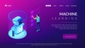 Robotics data analysis isometric 3D landing page. Royalty Free Stock Photo