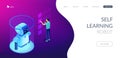 Robotics data analysis isometric 3D landing page. Royalty Free Stock Photo