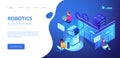 Robotics developer isometric 3D landing page. Royalty Free Stock Photo