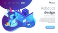 Robotics developer isometric 3D landing page. Royalty Free Stock Photo